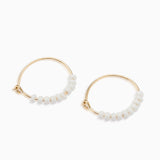Beaded Hoops White | Solid Gold