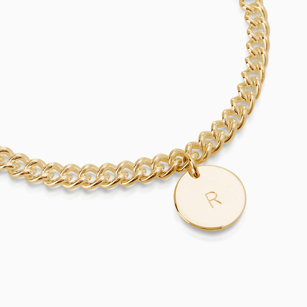 Curb Disc Bracelet | Yellow Gold