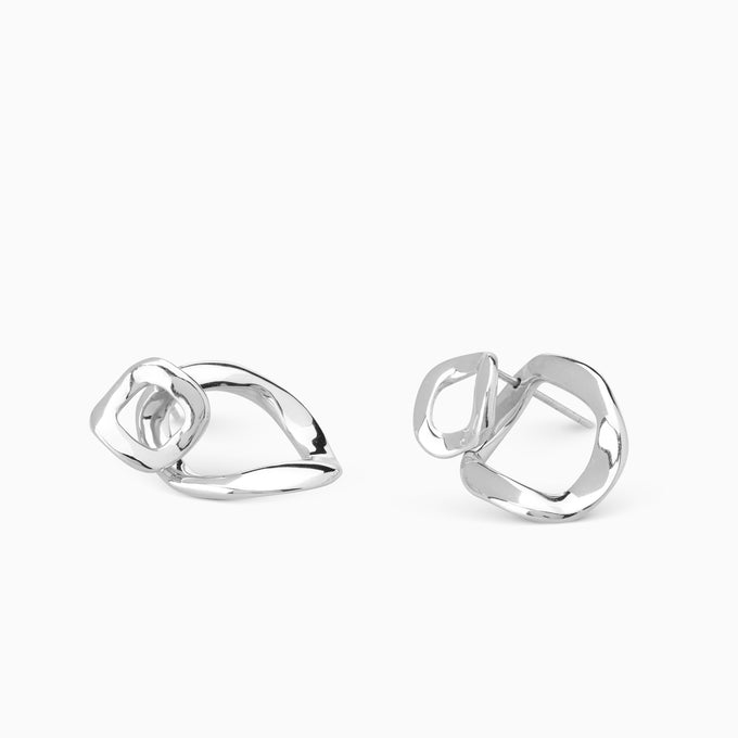 Curve Earrings Front and Back | Silver