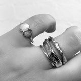 Double Impression Ring | White Gold