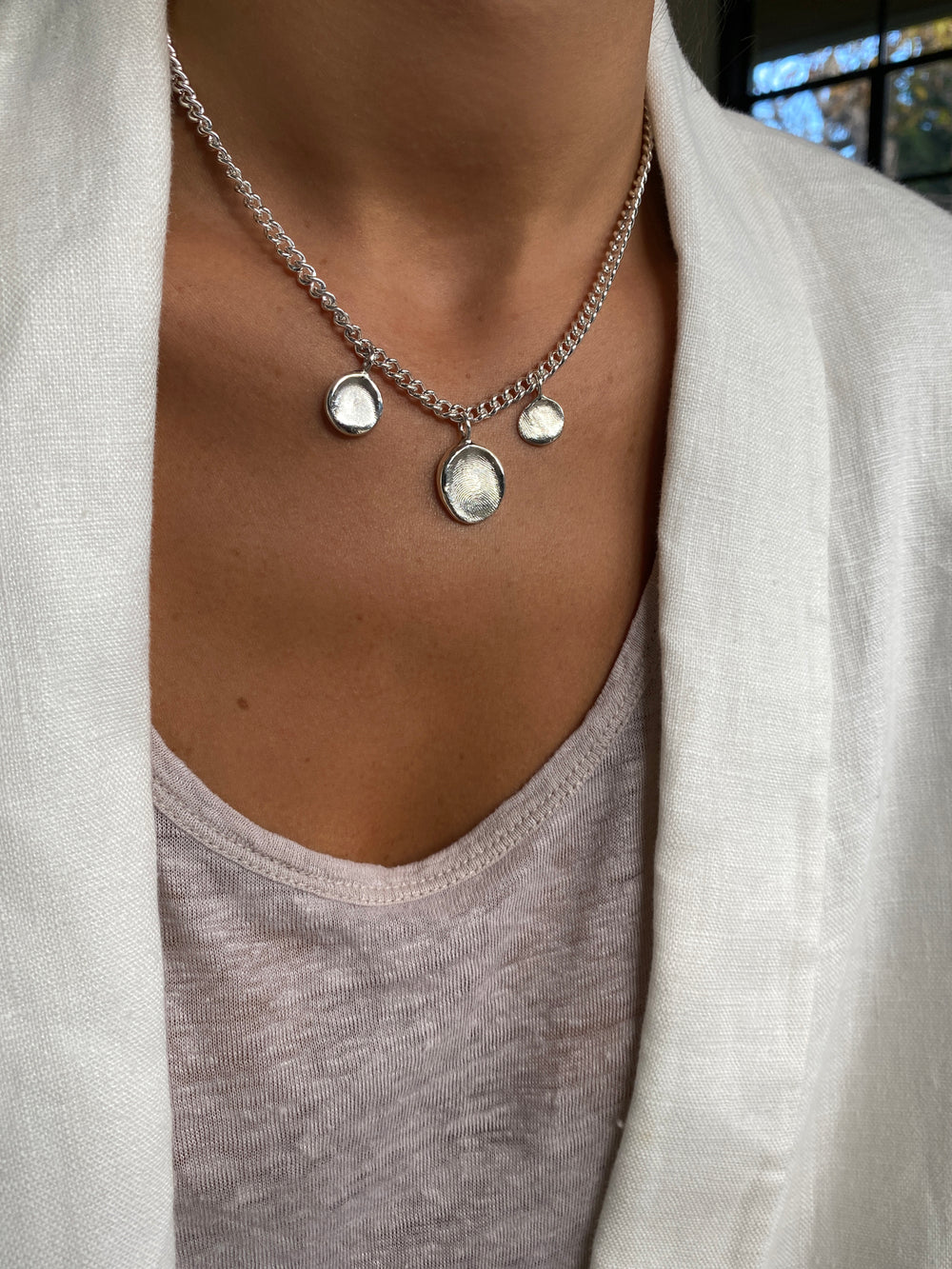 Impression Charm Necklace | Silver