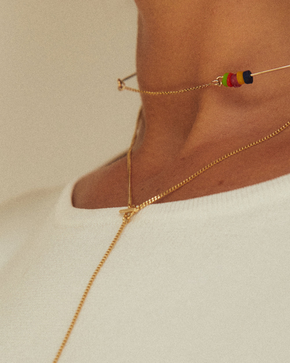 Fine Curb Drop Necklace | Gold