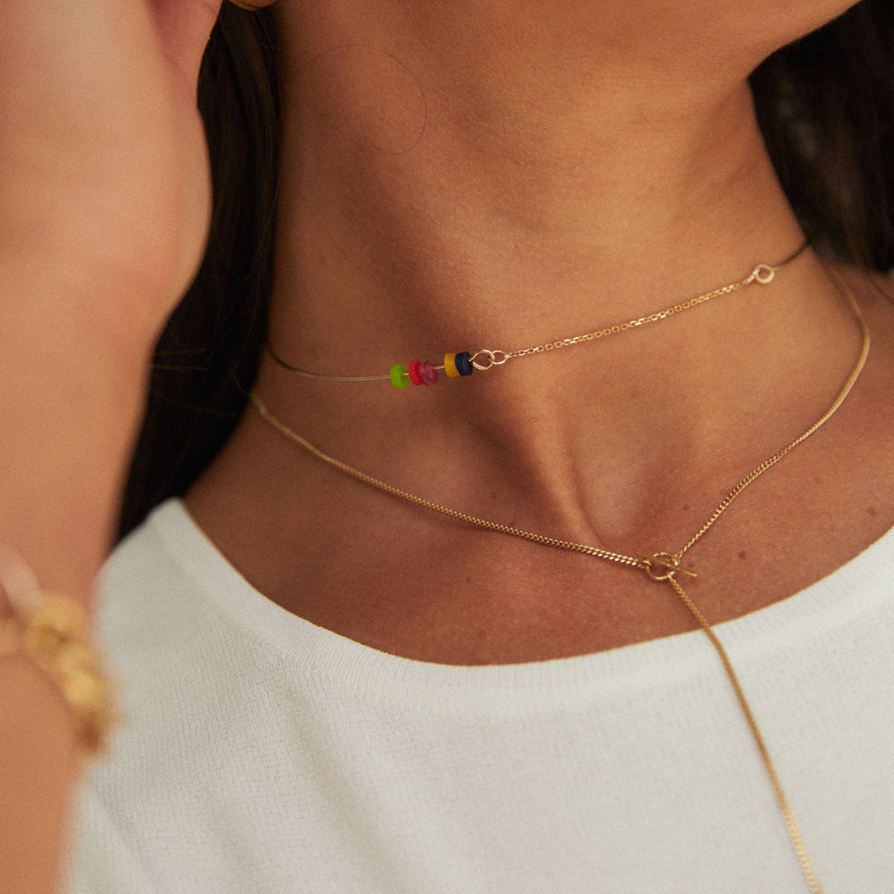 Fine Curb Drop Necklace | Gold