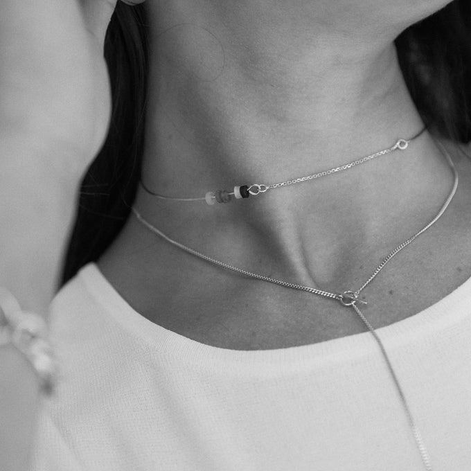 Fine Curb Drop Necklace | Silver