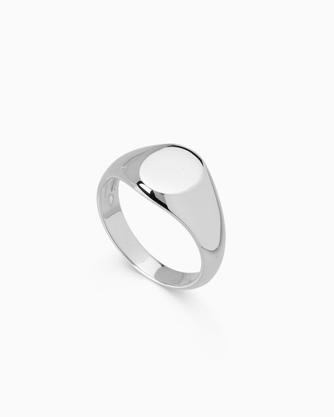 Signature Petite Signet Ring | White Gold