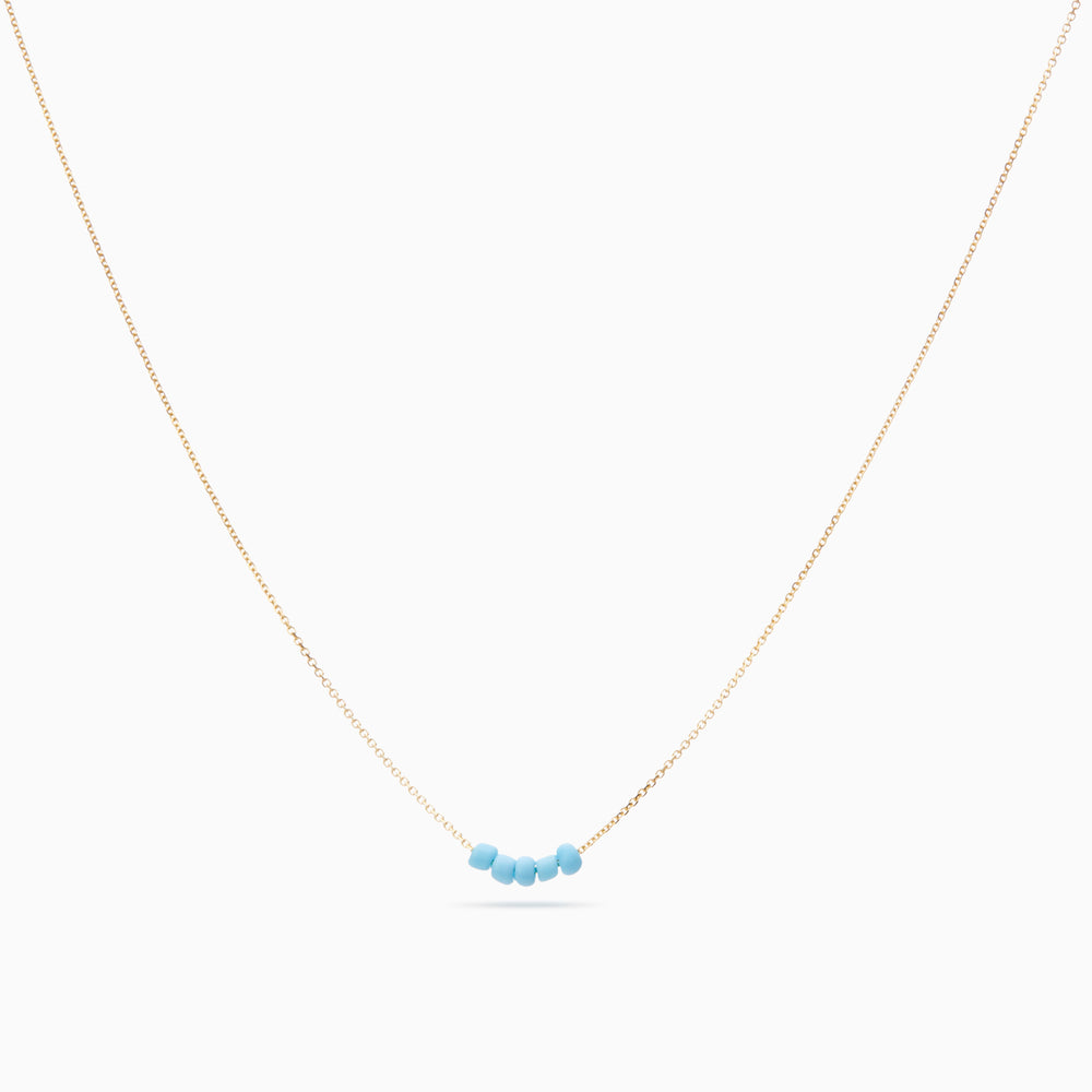 Beaded Diamond Cut Chain Blue | Solid Gold