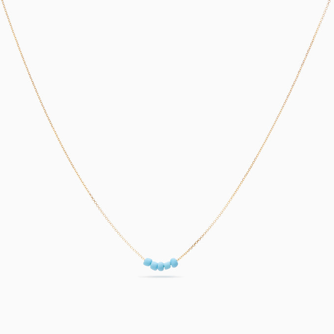 Beaded Diamond Cut Chain Blue | Solid Gold