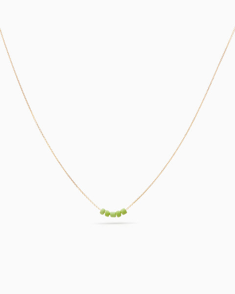 Beaded Diamond Cut Chain Green | Solid Gold