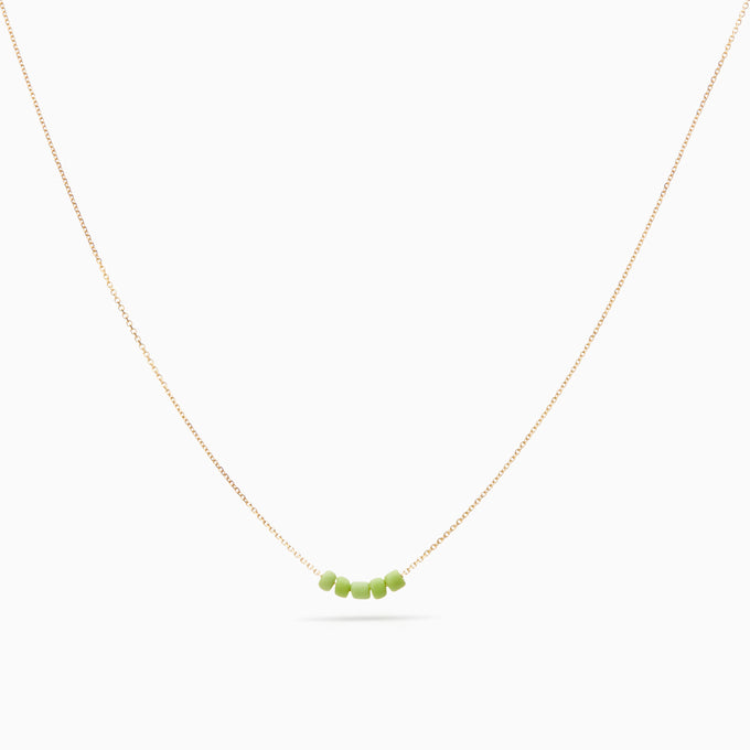 Beaded Diamond Cut Chain Green | Solid Gold