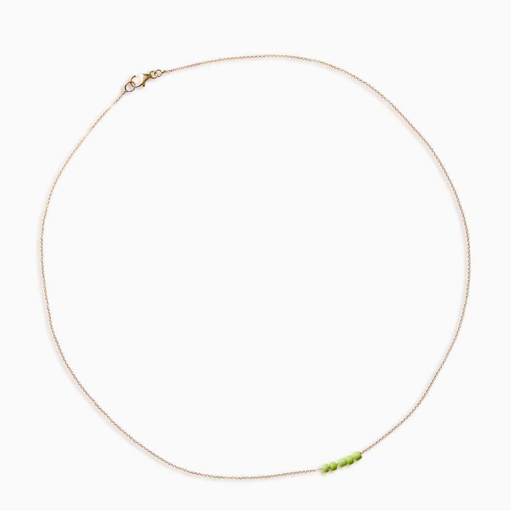 Beaded Diamond Cut Chain Green | Solid Gold