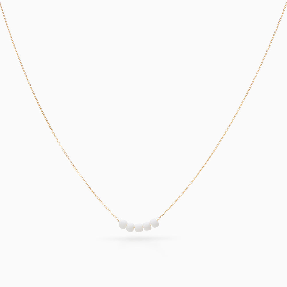 Beaded Diamond Cut Chain White | Solid Gold