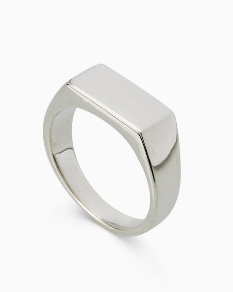 Signature Rectangle Signet Ring | White Gold