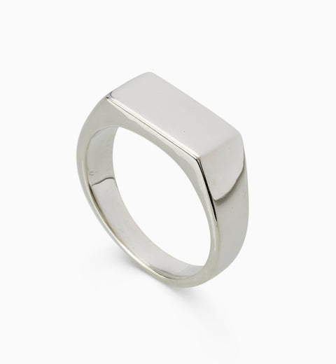 Signature Rectangle Signet Ring | Silver