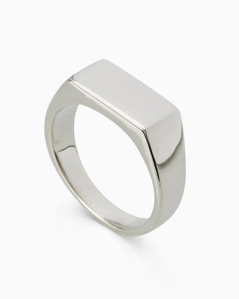 Signature Rectangle Signet Ring | Silver