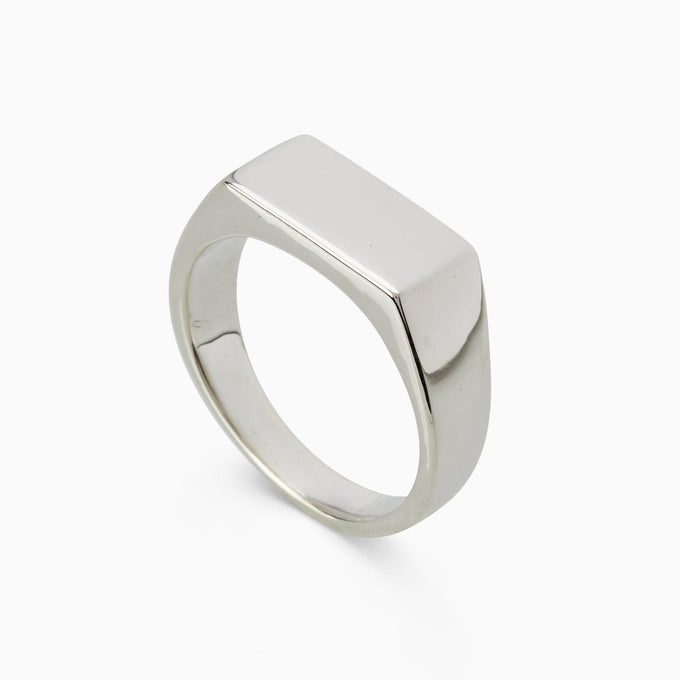 Signature Rectangle Signet Ring | Silver