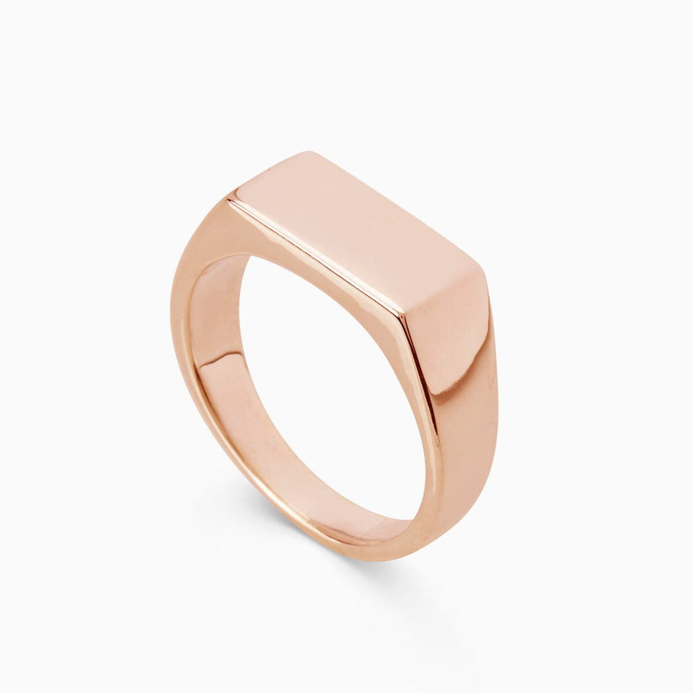 Signature Rectangle Signet Ring | Rose Gold