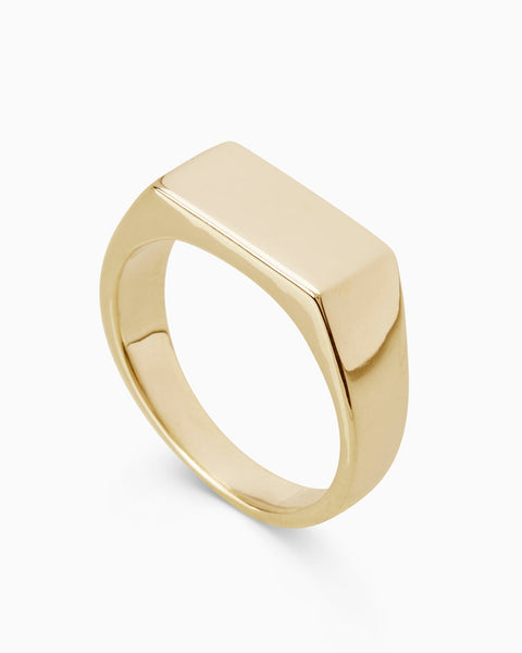 Signature Rectangle Signet Ring | Yellow Gold