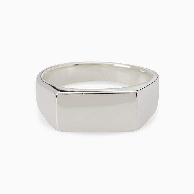 Signature Rectangle Signet Ring | White Gold