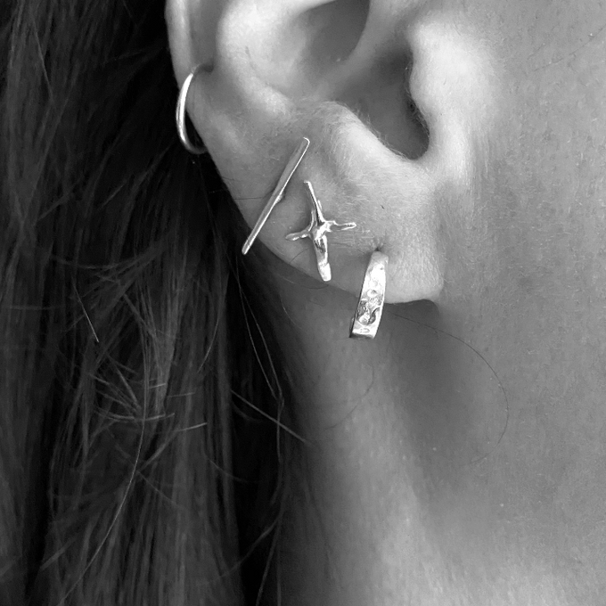 Tiny Battered Hoops | Silver