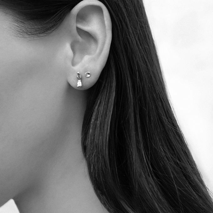 Tiny Concave Studs | Silver