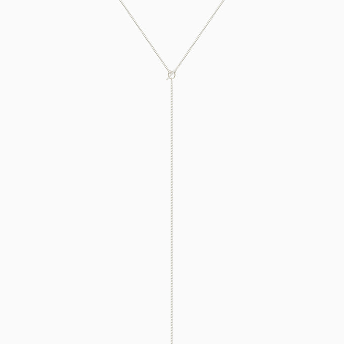 Fine Curb Drop Necklace | Silver