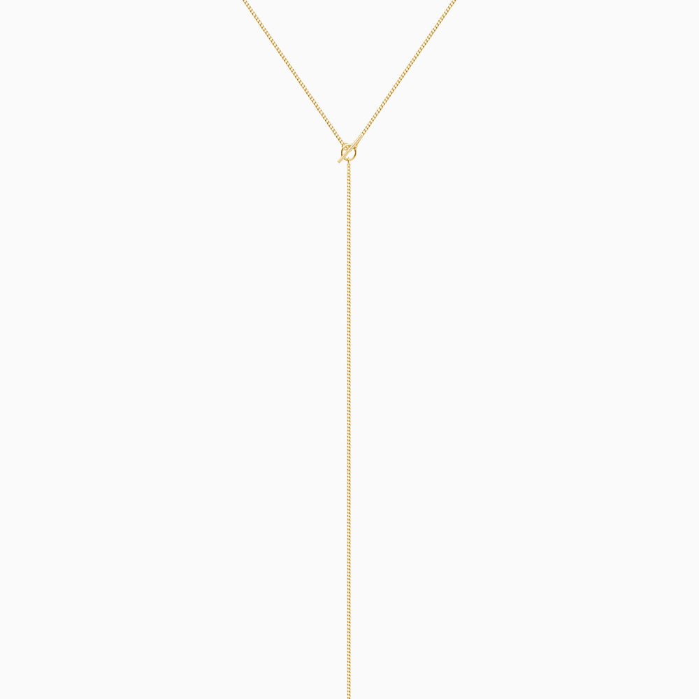 Fine Curb Drop Necklace | Gold